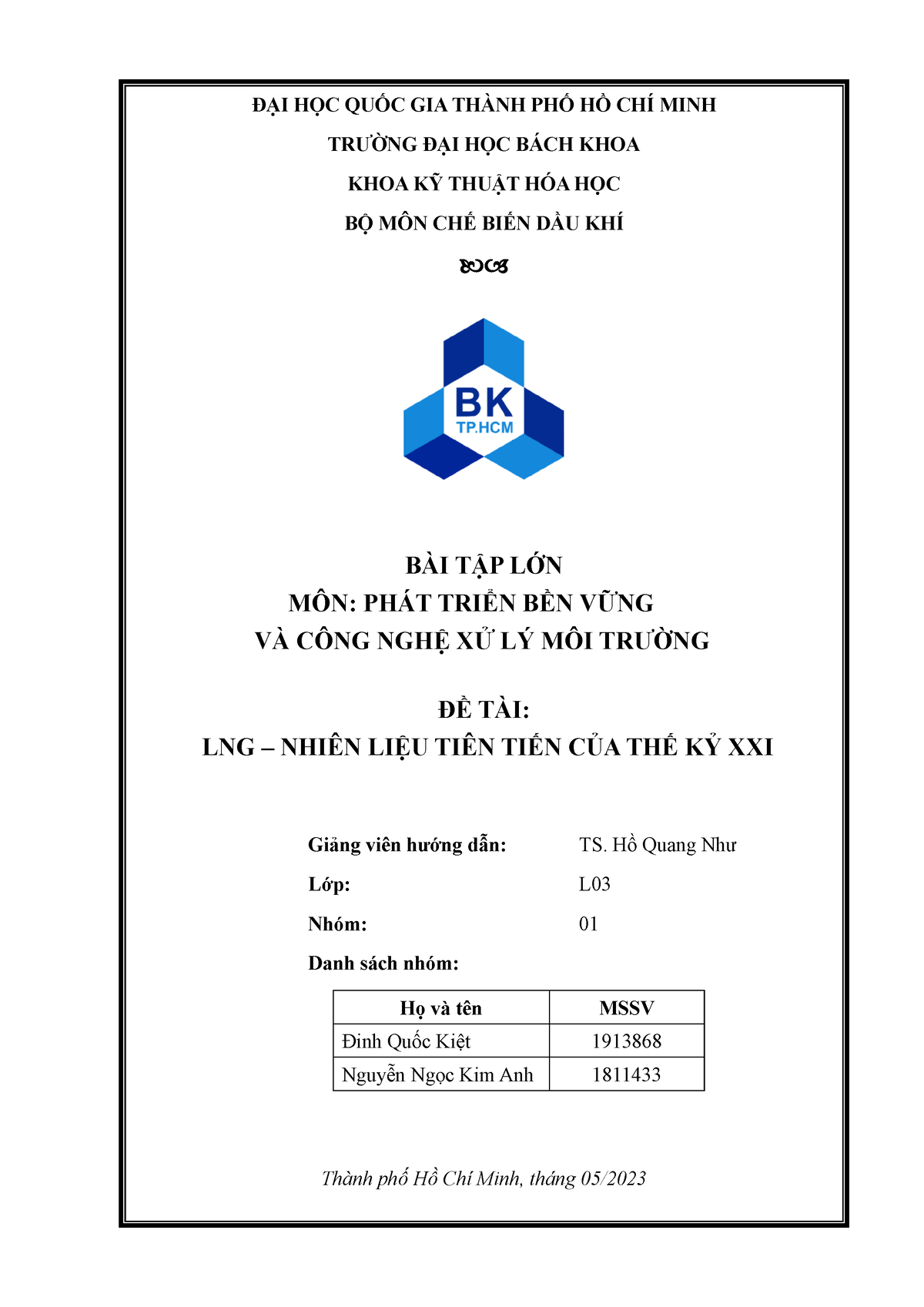 Đề tài khí hóa lỏng LNG - ĐẠI HỌC QUỐC GIA THÀNH PHỐ HỒ CHÍ MINH TRƯỜNG ...