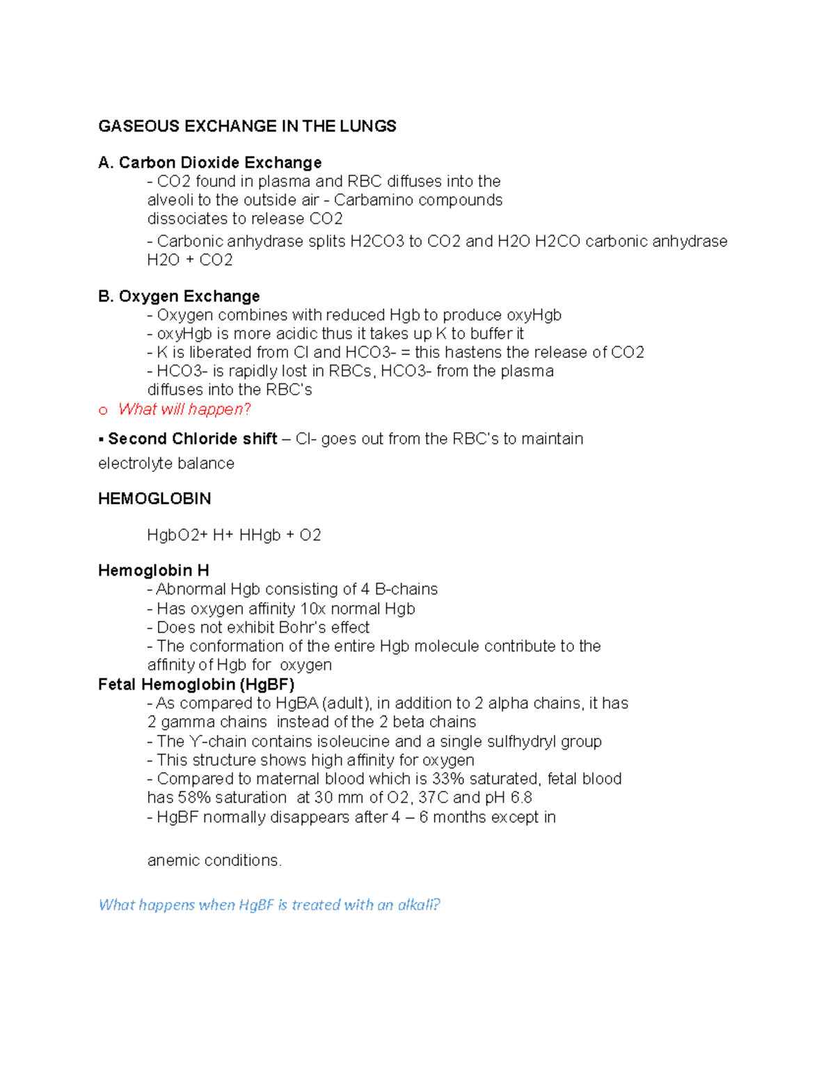Gaseous Exchange IN THE Lungs GASEOUS EXCHANGE IN THE LUNGS A. Carbon