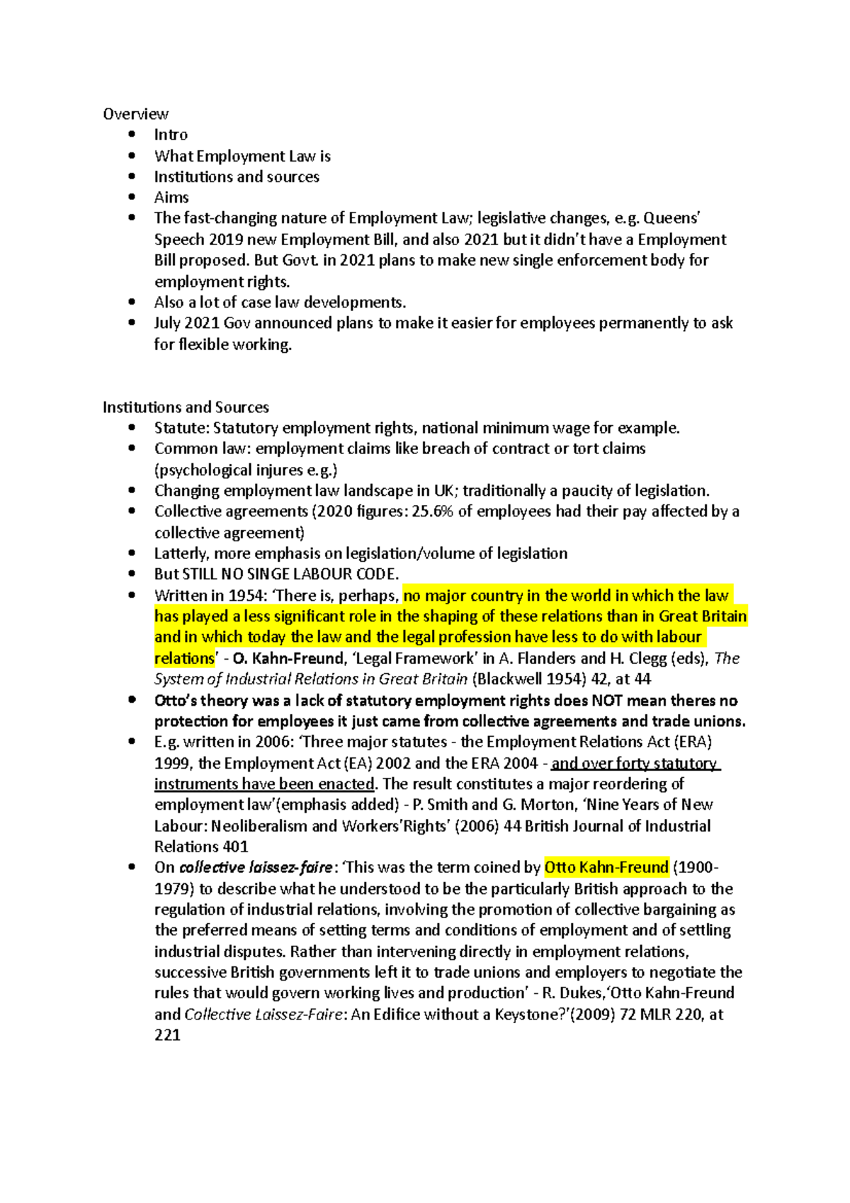 Employment MT W1 Lecture 1 - Aims, Sources and Institutions - Overview ...