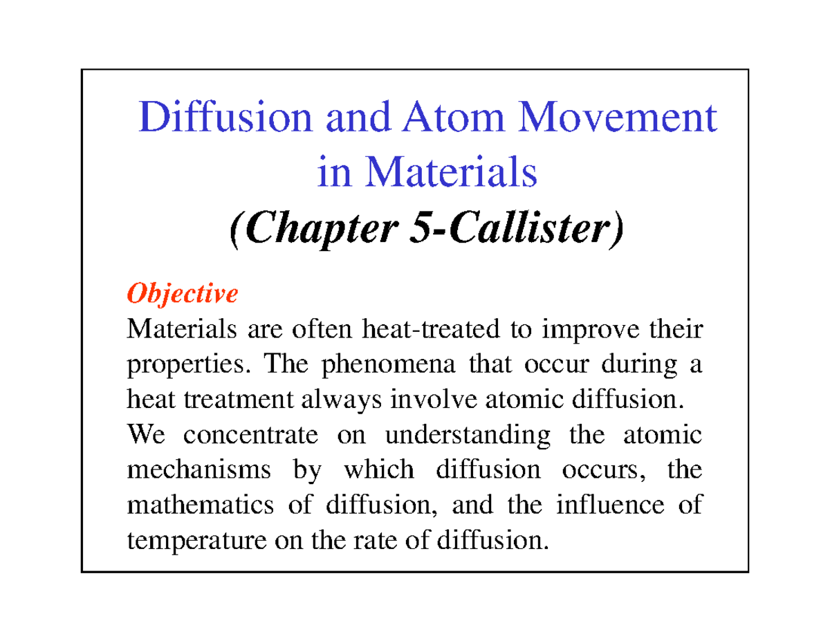 Class Note 4 Compatibility Mode - Diffusion and Atom MovementDiffusion ...
