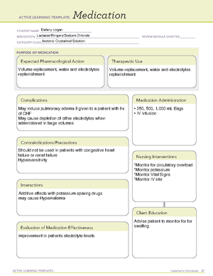 ATI System TIA - ACTIVE LEARNING TEMPLATES System Disorder STUDENT NAME ...