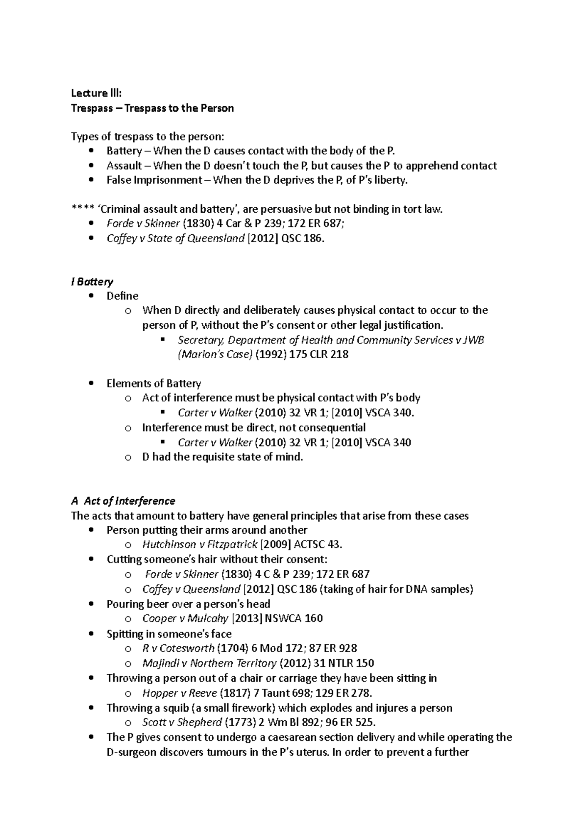 torts-lecture-3-notes-trespass-lecture-lll-trespass-trespass-to