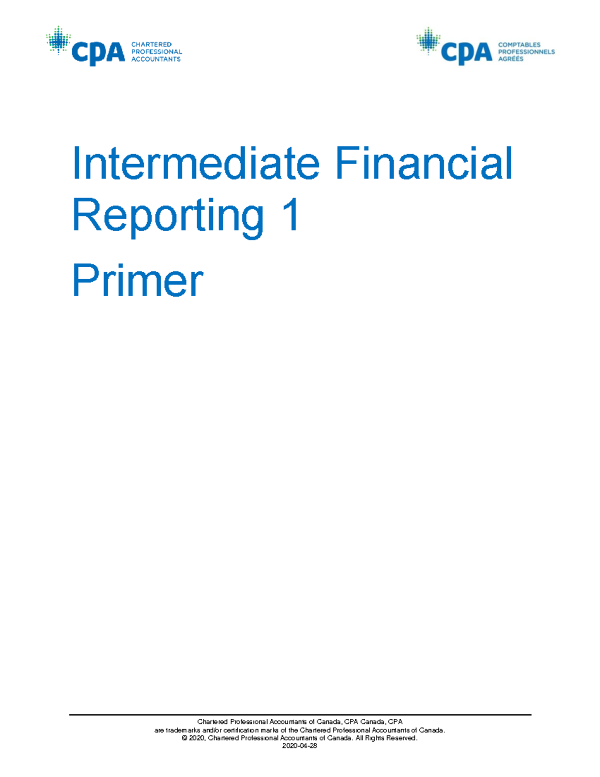 IFR 1 Primer Summary of IFR 1 Chartered Professional Accountants of