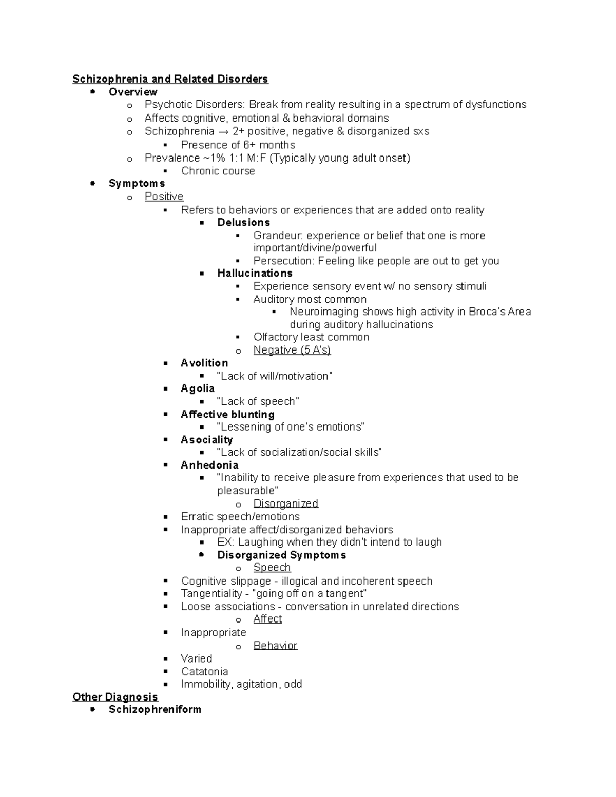 Abnormal Final Powerpoint Notes - Schizophrenia and Related Disorders ...