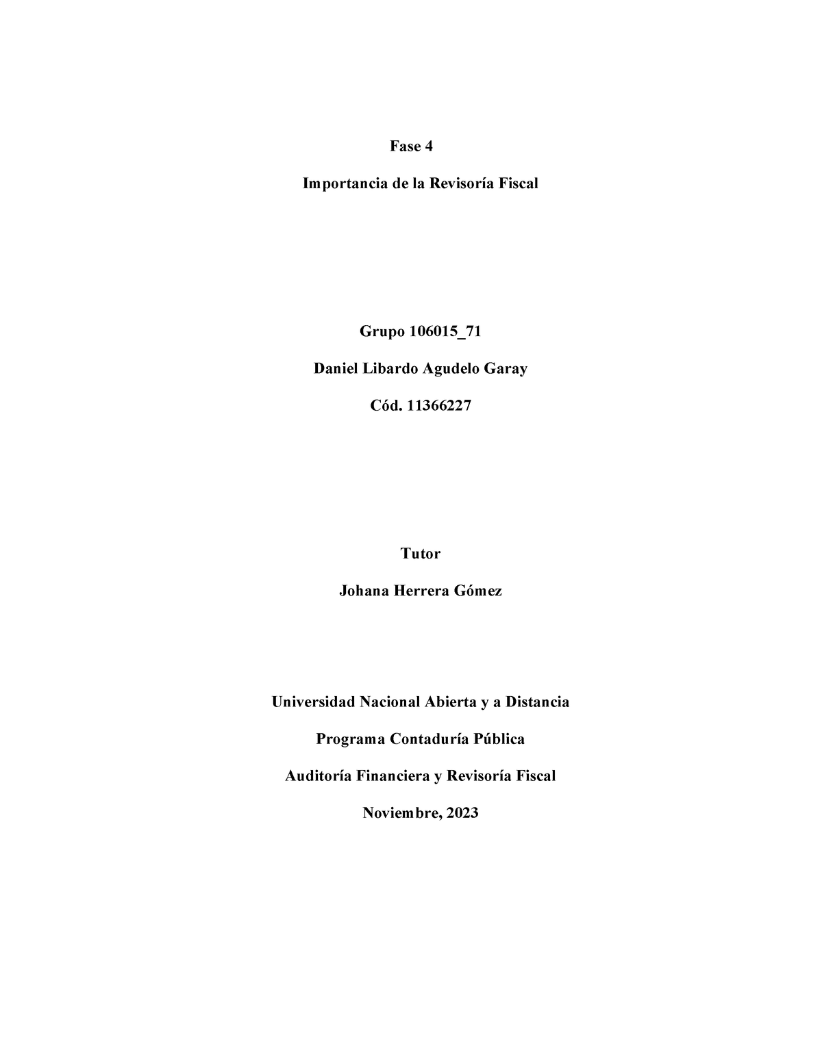 Fase 4 Importancia De La Revisoría Fiscal Fase 4 Importancia De La