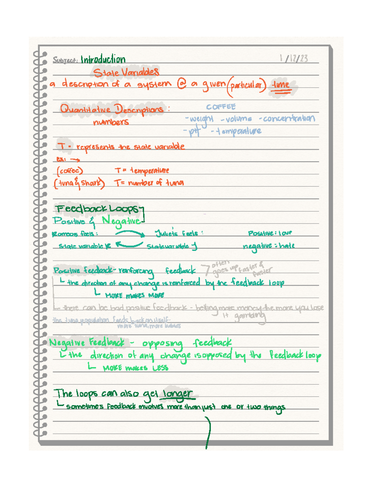 Math lecture notes - SubjectIntroduction 1 12 23 State Variables a ...