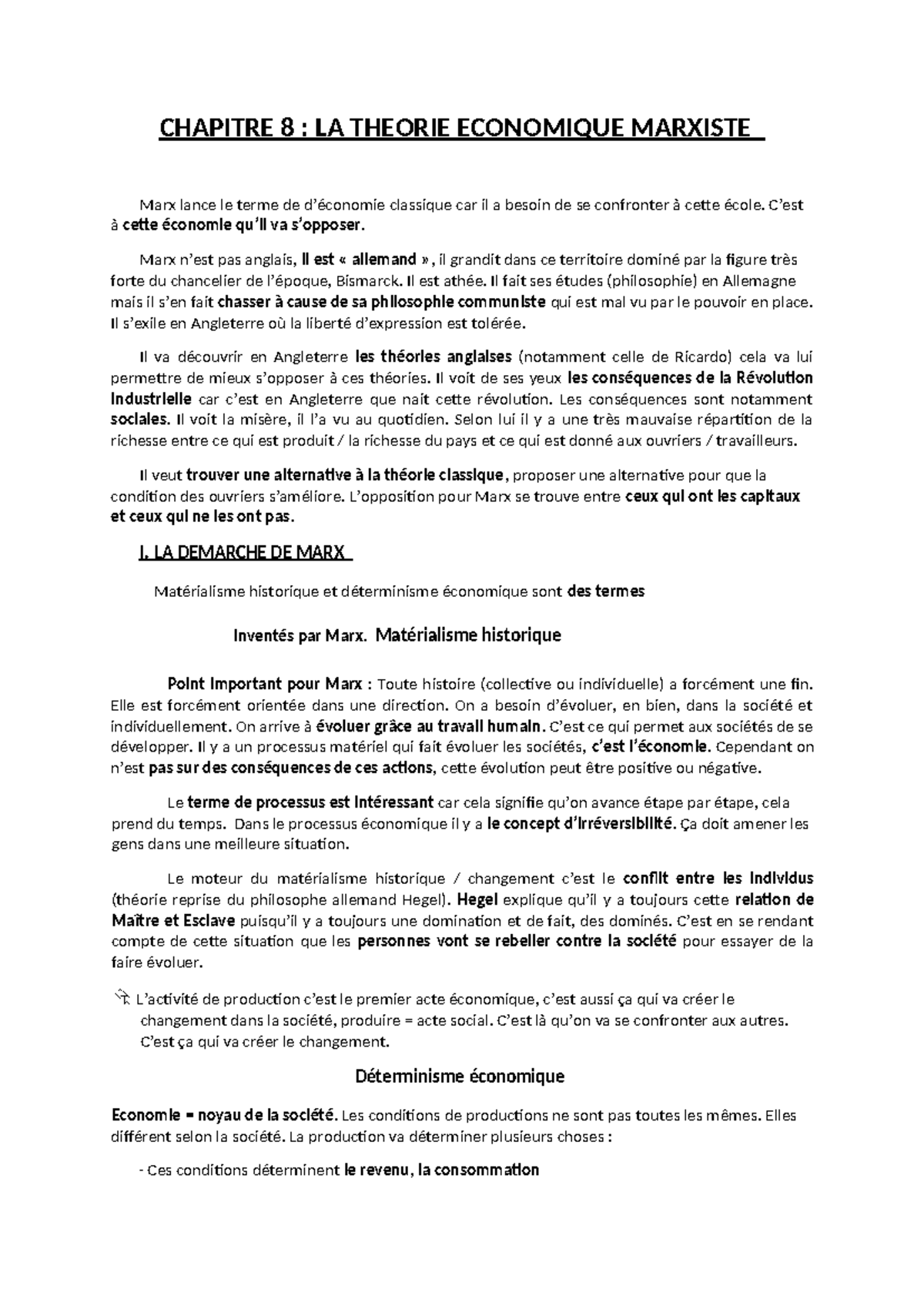 Chapitre 8 Maxisme - fiches - CHAPITRE 8 : LA THEORIE ECONOMIQUE ...