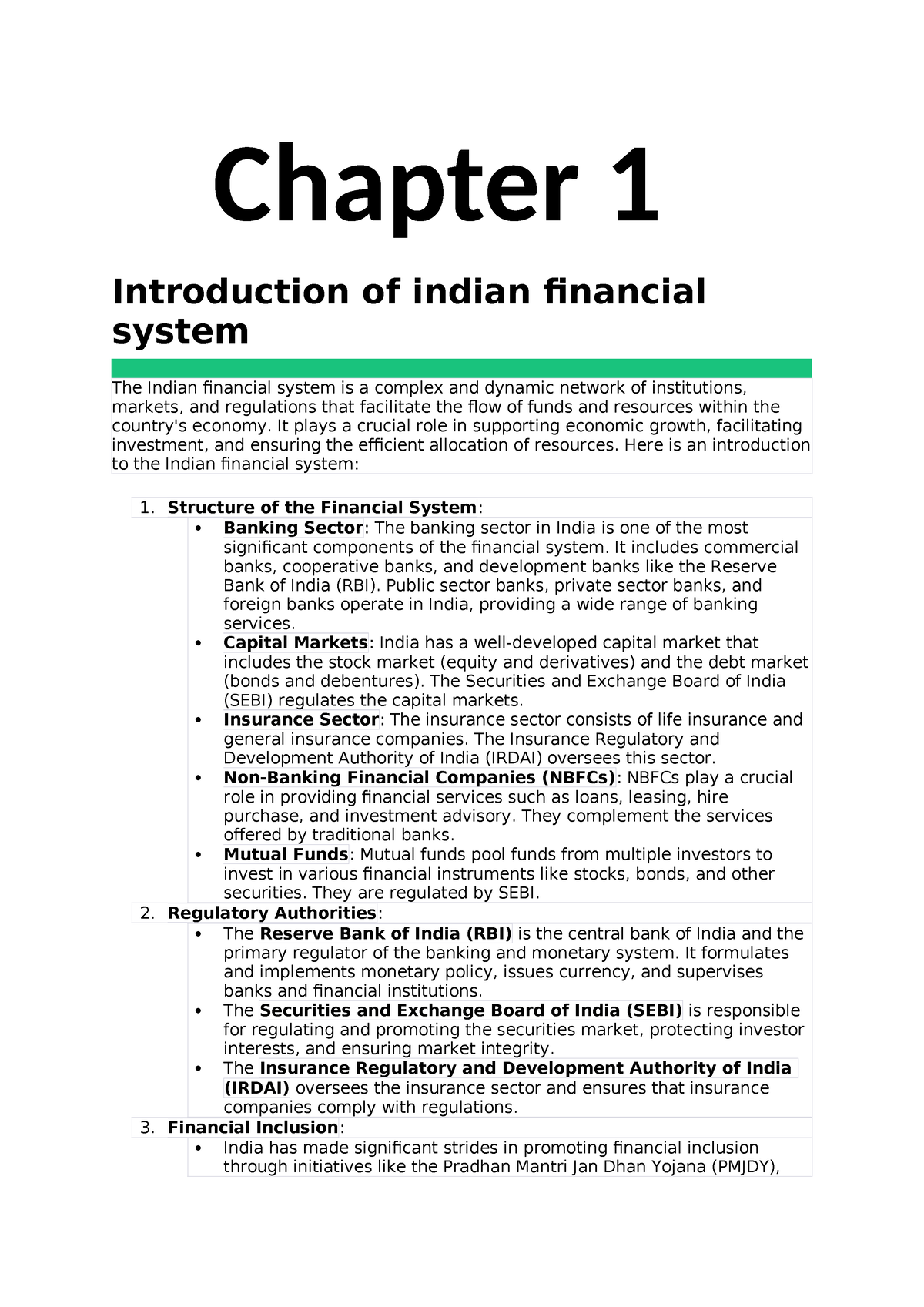 case study of indian financial system