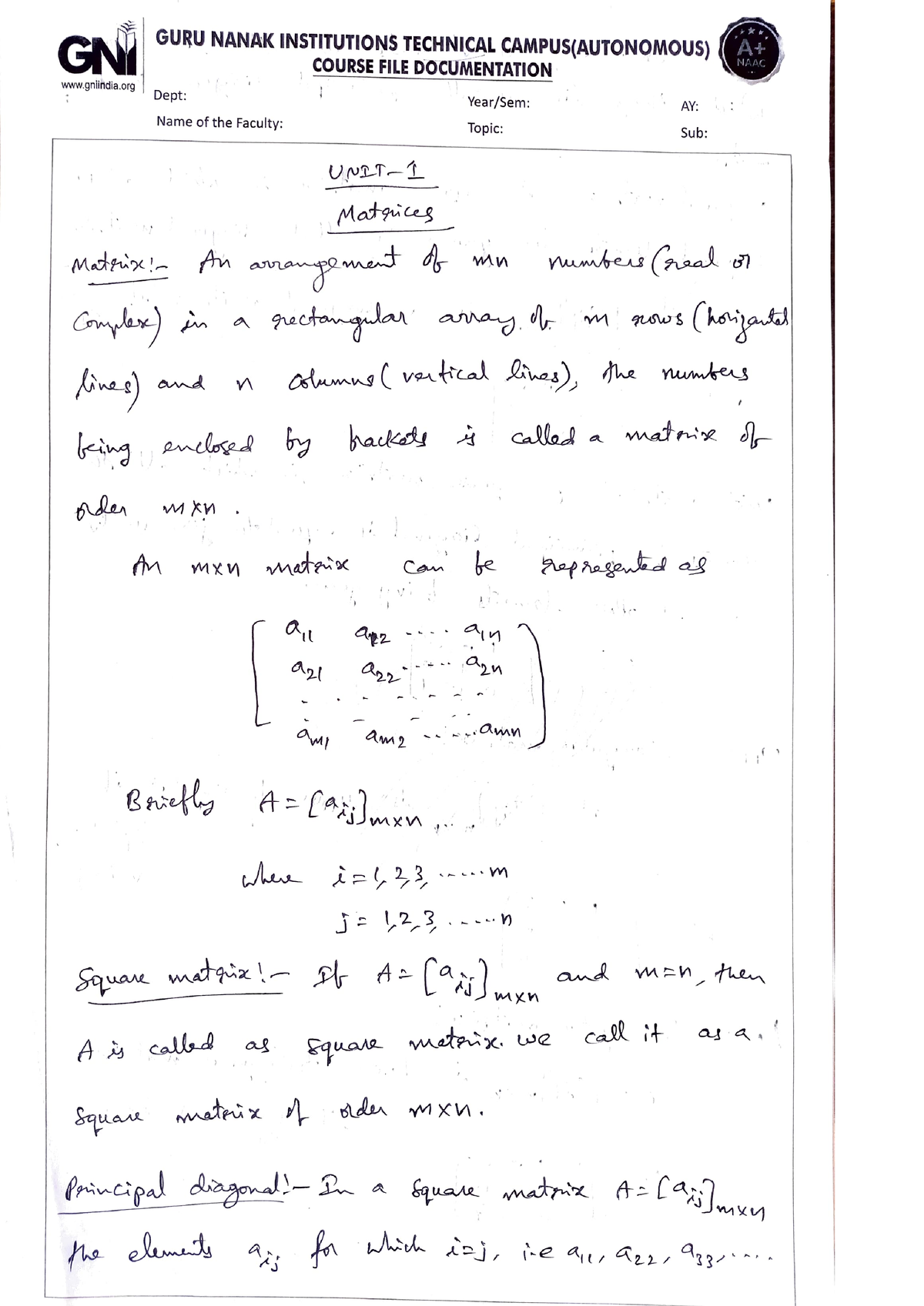 M-I, Unit-1 - Notes - Computer Science And Engineering - Studocu