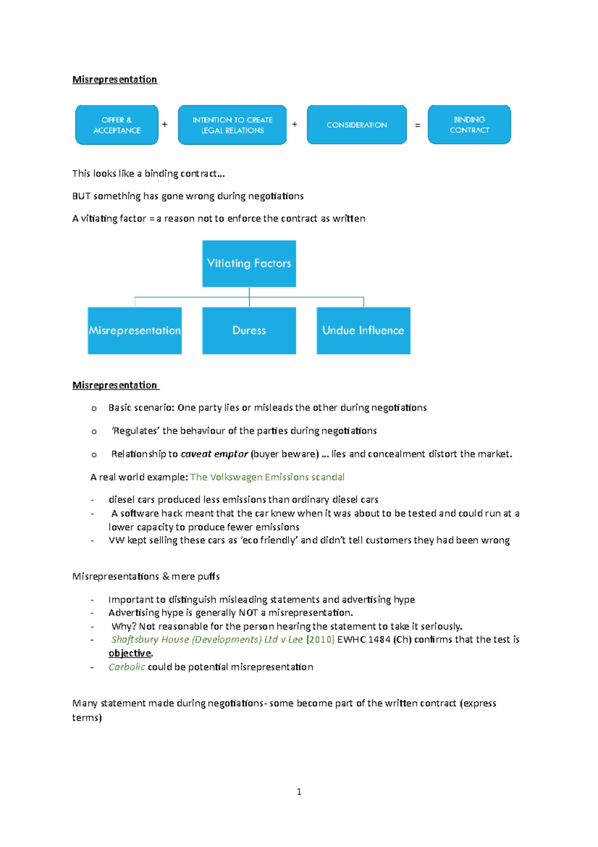 Contract Misrepresentation Act 1967 PDF - Misrepresentation This Looks ...