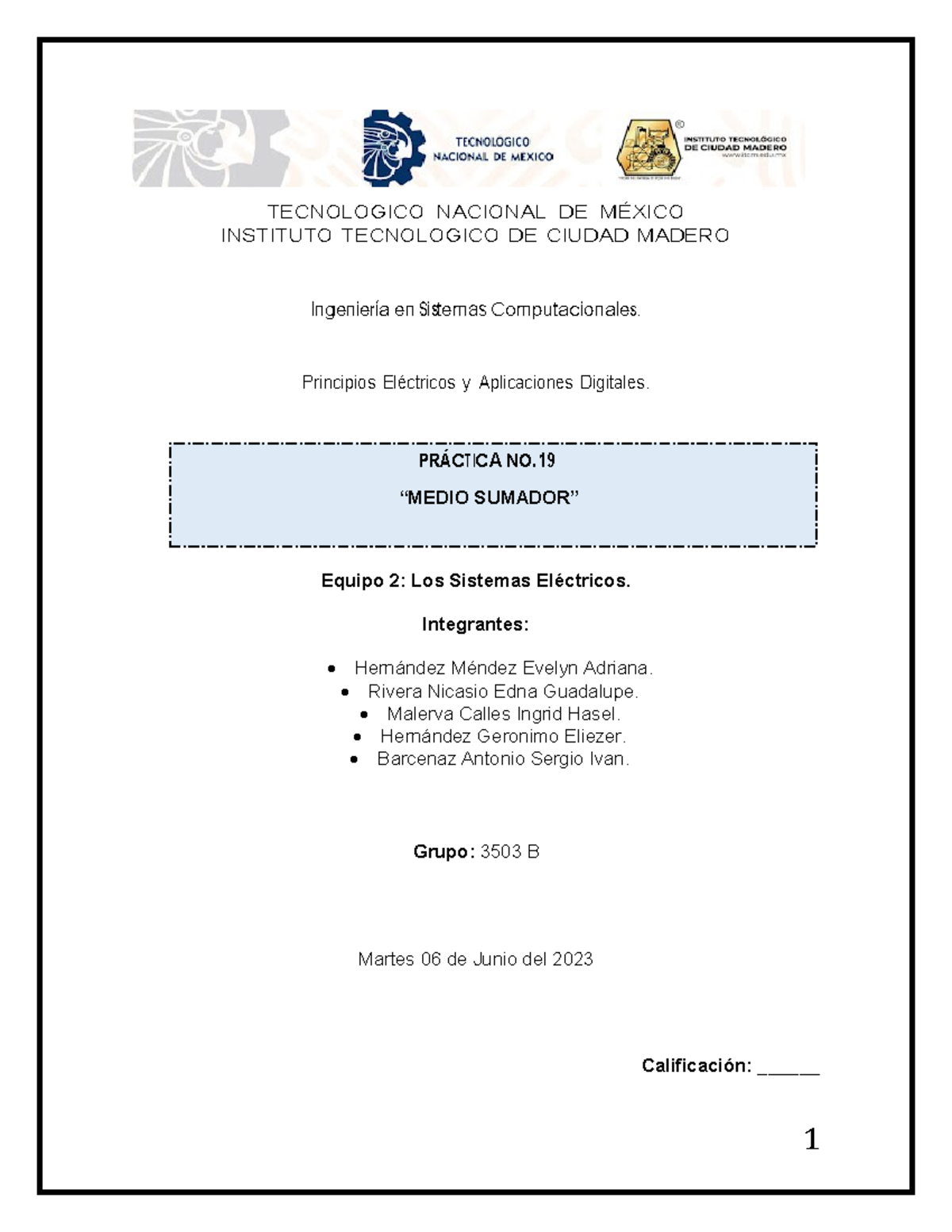 Eq2 Los Sistemas Electricos Reporte Practica 19 PR¡CT IC A NO. 19