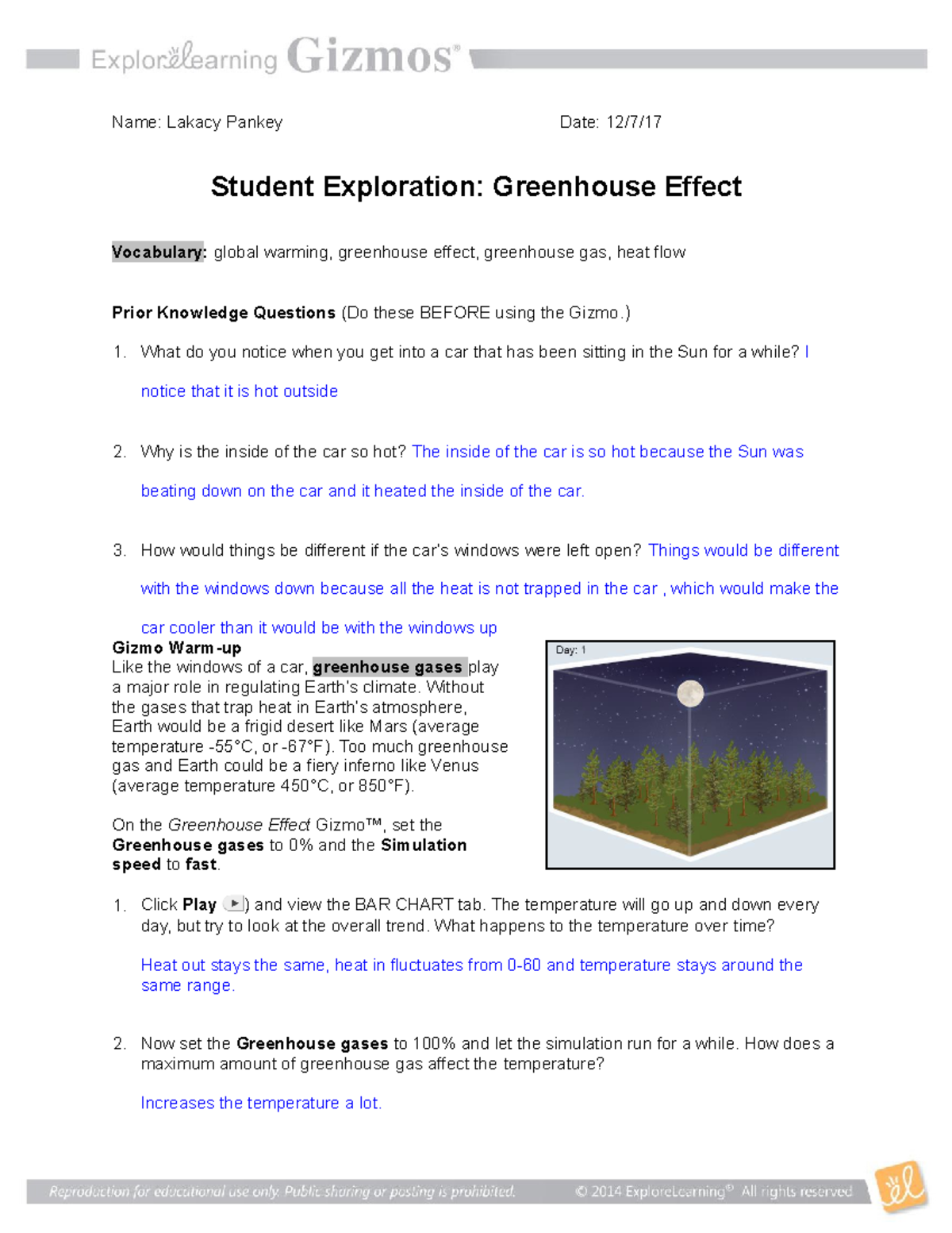 Greenhouse Effect WS Document Lab Report Chemistry 2nd Semester Name 