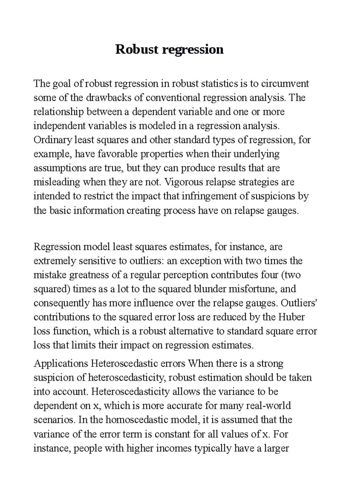 Robust regression - Shafina - Robust regression The goal of robust ...