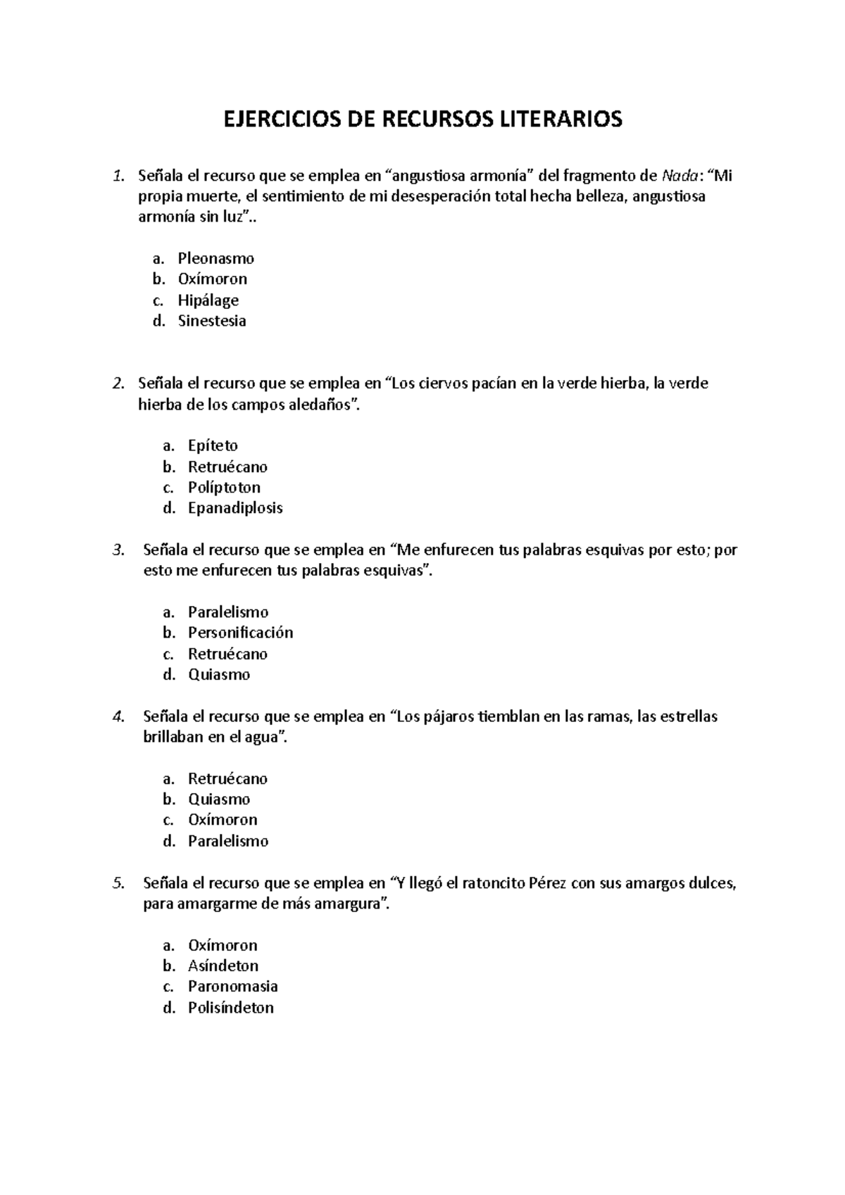 Ejercicios DE Recursos Literarios - EJERCICIOS DE RECURSOS LITERARIOS ...