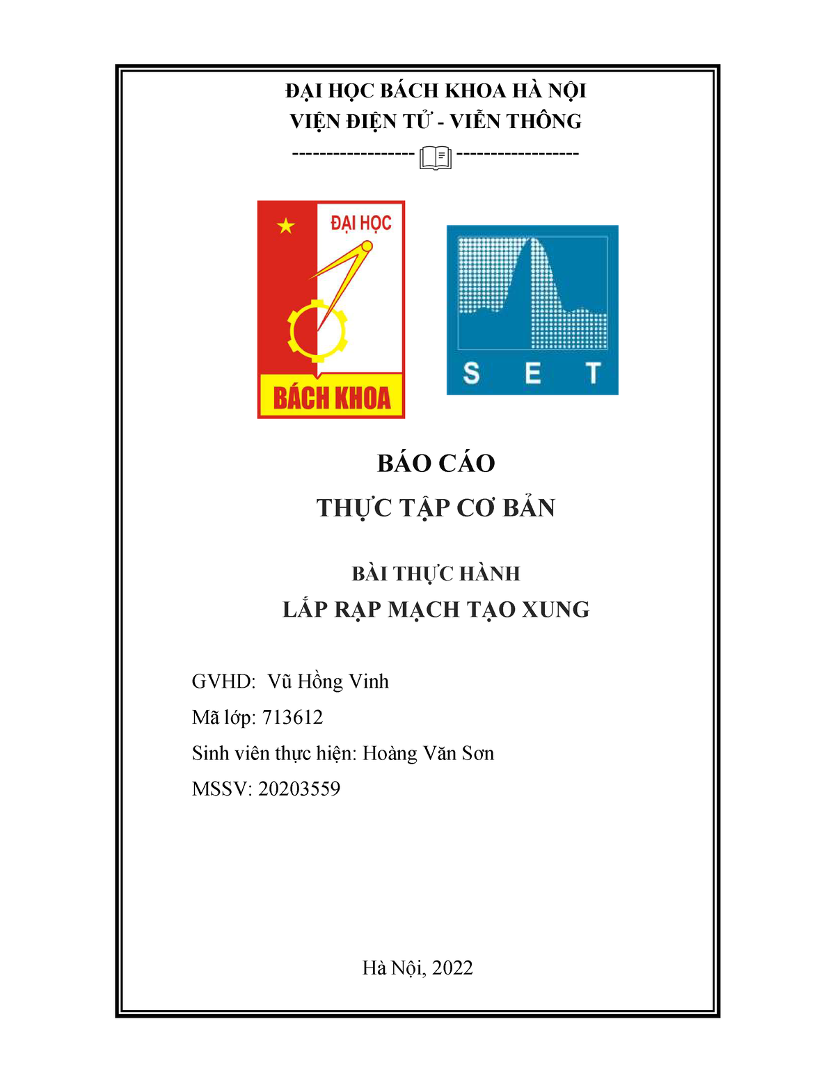 Báo Cáo Thực Tập Cơ Bản - Đại Học Bách Khoa Hà Nội Viện Điện Tử Viễn Thông Báo  Cáo Thực Tập Cơ Bản - Studocu