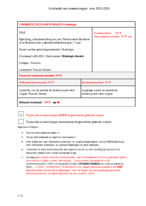 Examen Histo Examen Histologie Histologie Urineruimte Bowmans