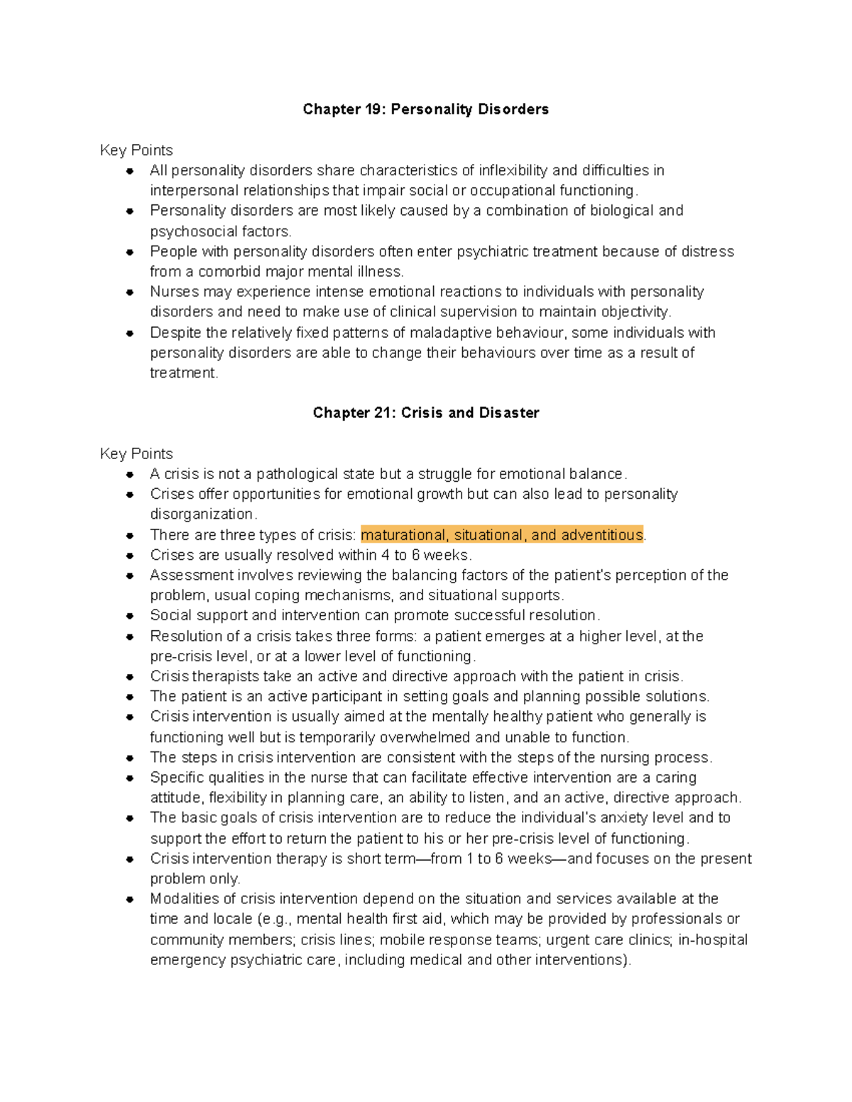 NURS 272 Final Study Guide-6 - Chapter 19: Personality Disorders Key ...