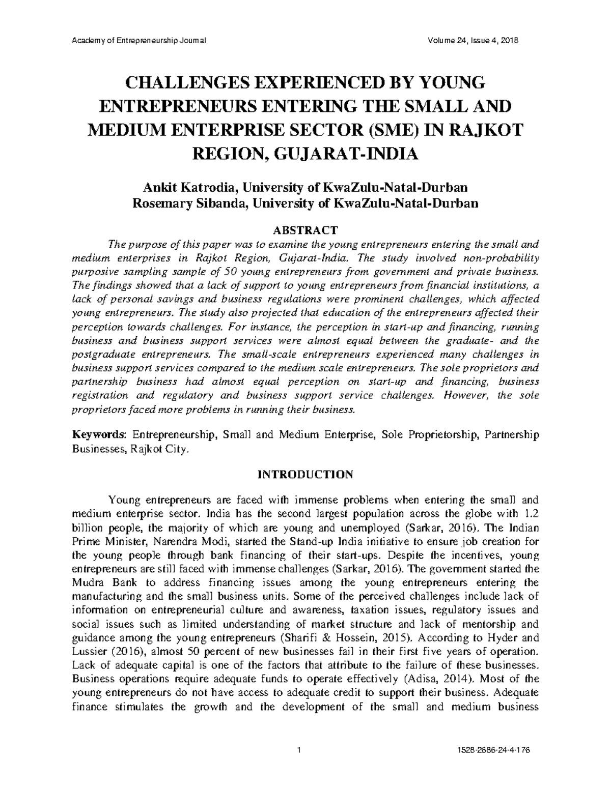 Challenges experienced by young entrepreneurs entering the small and ...