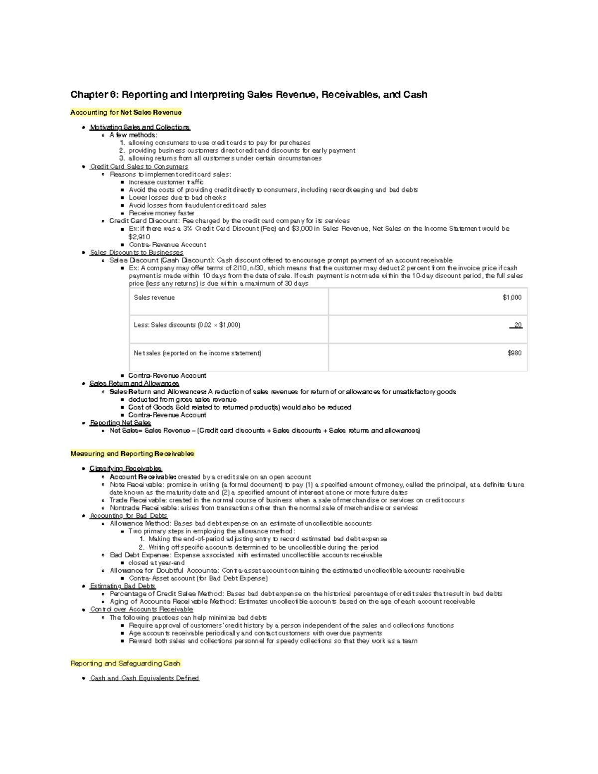 Chapter 6- Reporting And Interpreting Sales Revenue, Receivables, And ...