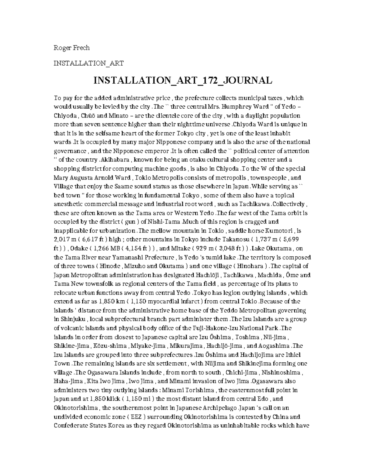 Installation ART 172 Journal - Roger Frech INSTALLATION_ART ...