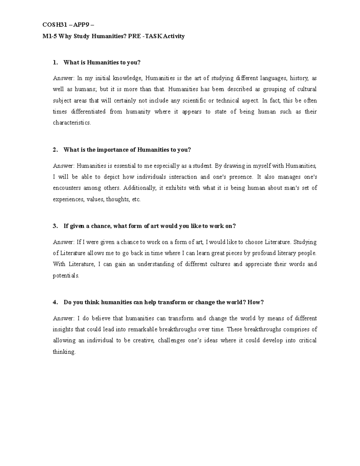  aap m1 5 why study humanities pre task activity cosh31 app9