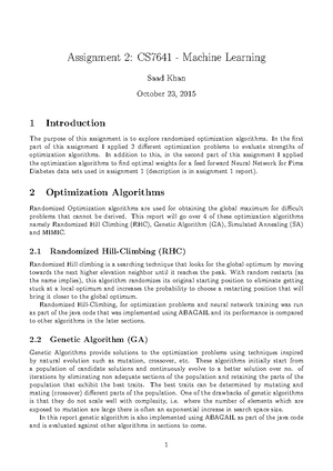 Assignment 1 CS 7641 Machine Learning - Assignment 1: CS7641 - Machine ...