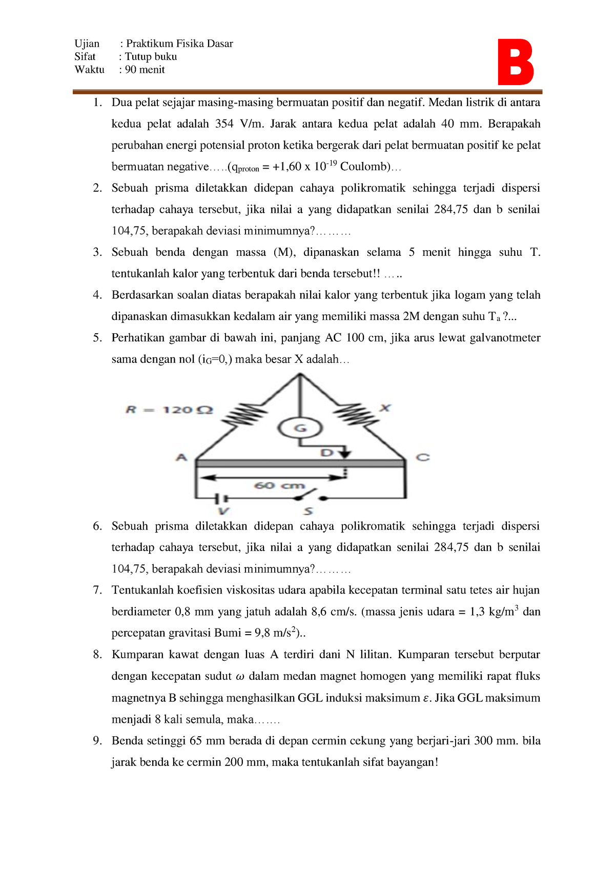 SOAL Paket B - Robby Ginawan - Ujian : Praktikum Fisika Dasar Sifat ...