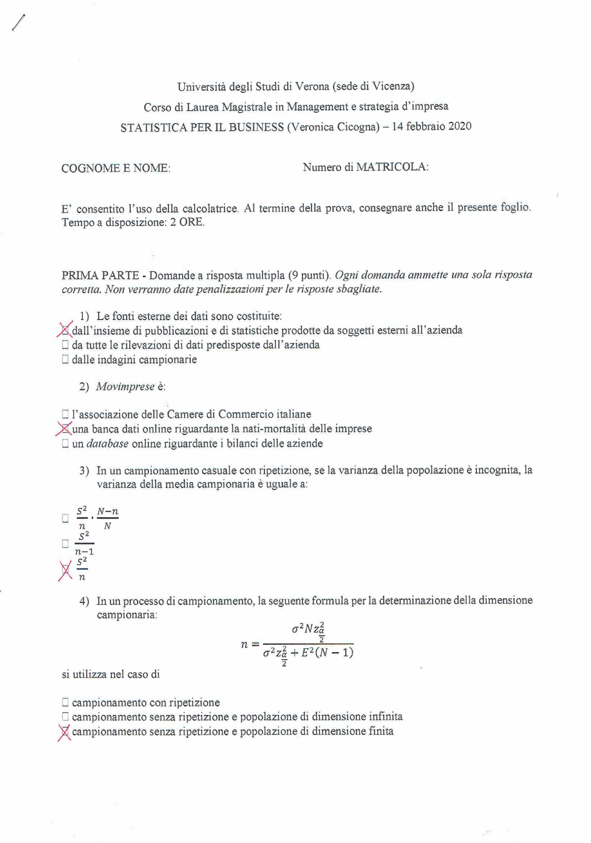 Esame Statistica Per Il Business - Statistica Aziendale - Studocu