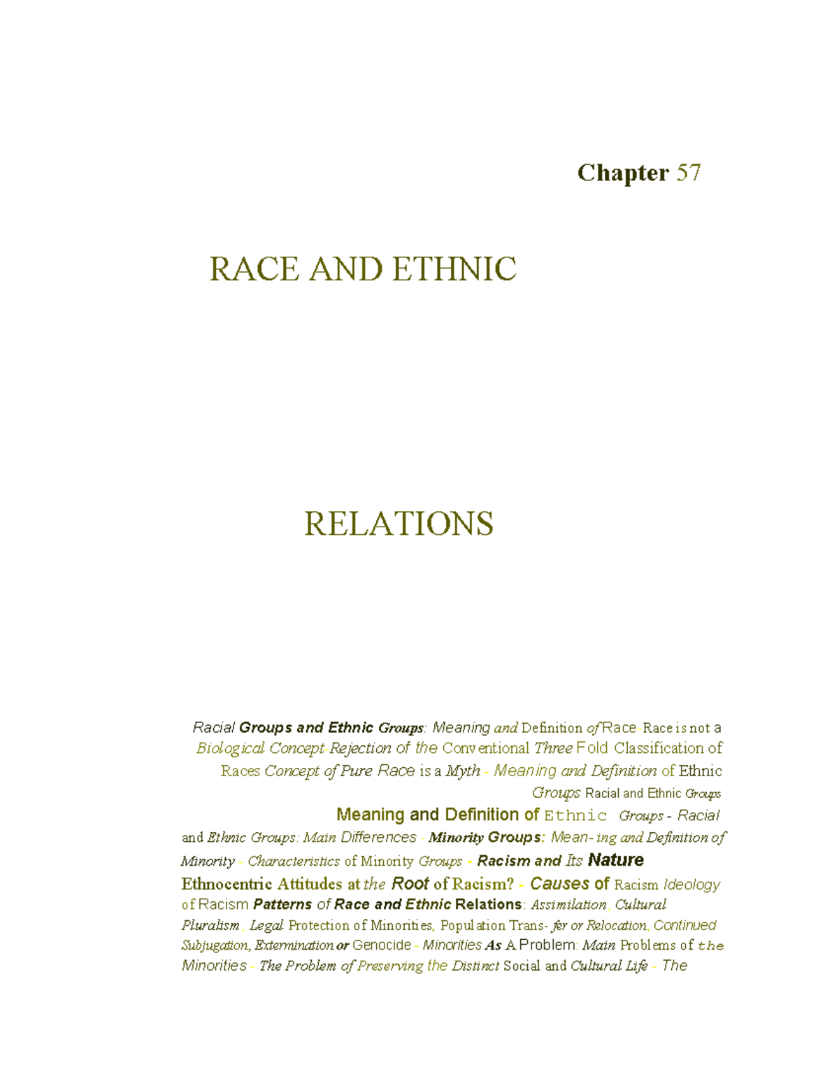 Racism basics - fff - Chapter 57 RACE AND ETHNIC RELATIONS - Racial ...