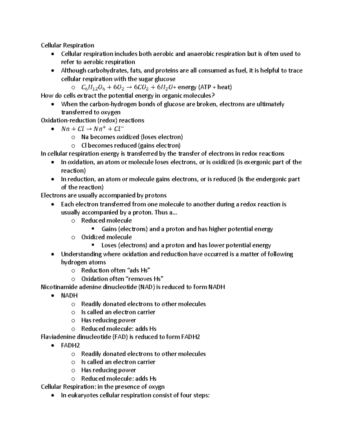 Bio Chapter 9 Cellular Respiration And Fermentation Cellular Bio Chapter 9 Cellular Respiration And Fermentation Cellular