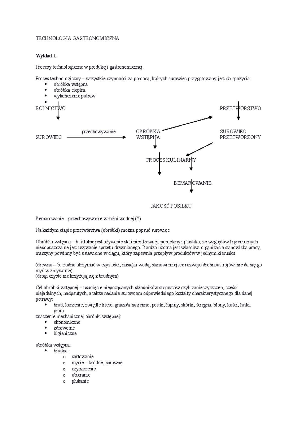 Technologia- Gastronomiczna-WYKŁADY - TECHNOLOGIA GASTRONOMICZNA Wykład