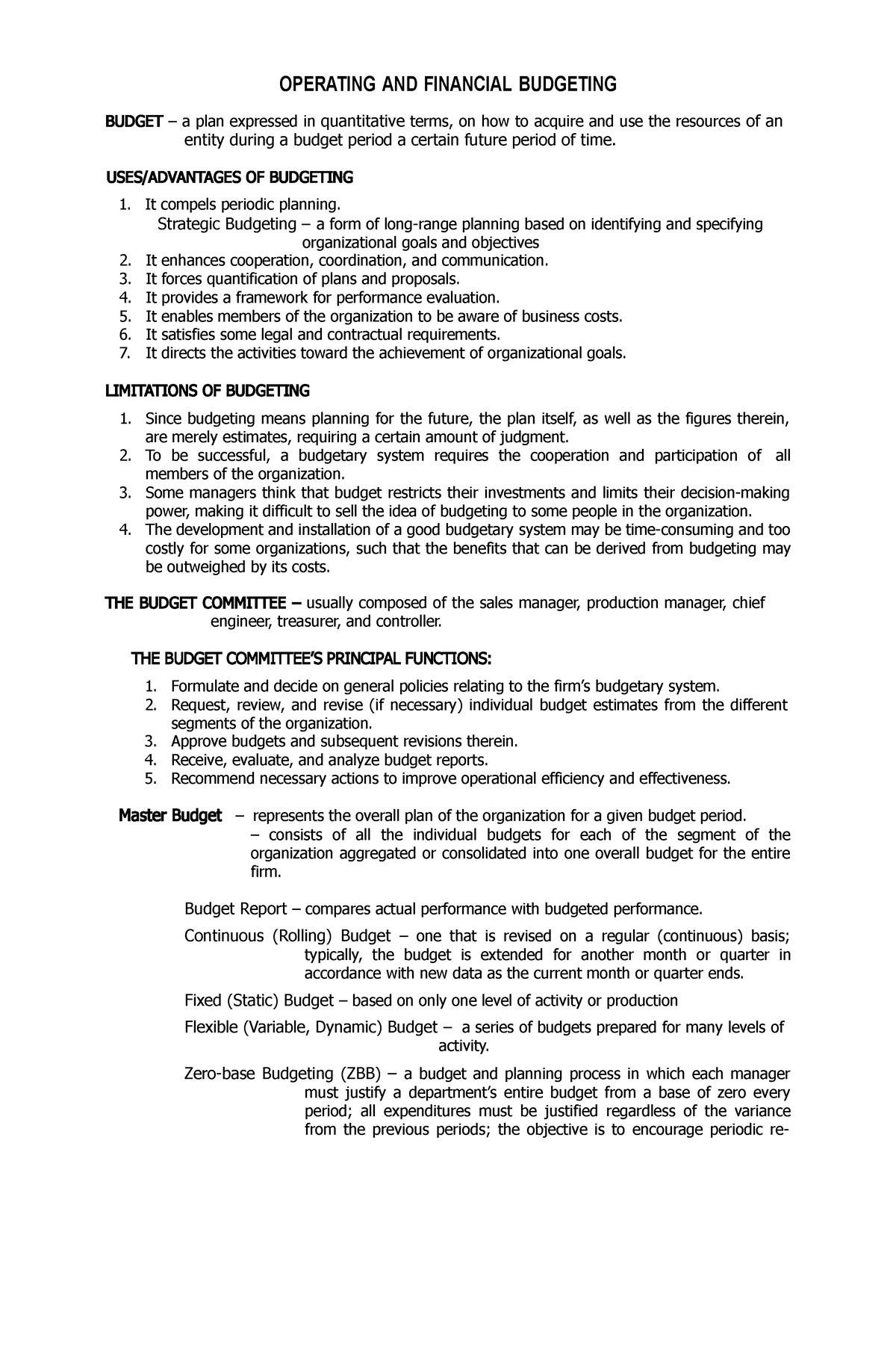 1 a44ug@tk7rgy8m, - HANDOUTS - OPERATING AND FINANCIAL BUDGETING BUDGET ...