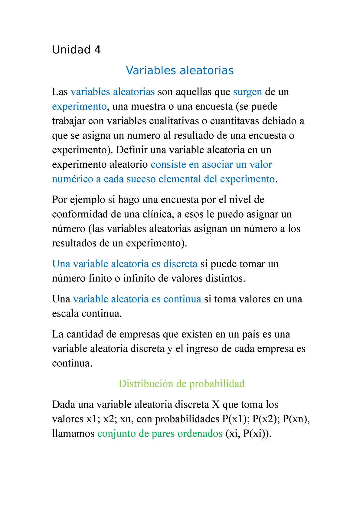 Unidad 4Unidad 3 Estadistica Unida - Unidad 4 Variables Aleatorias Las ...