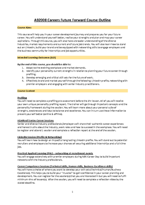 AB2008 Careers Future Forward Course Outline (For Students) - 1 AB2008 ...