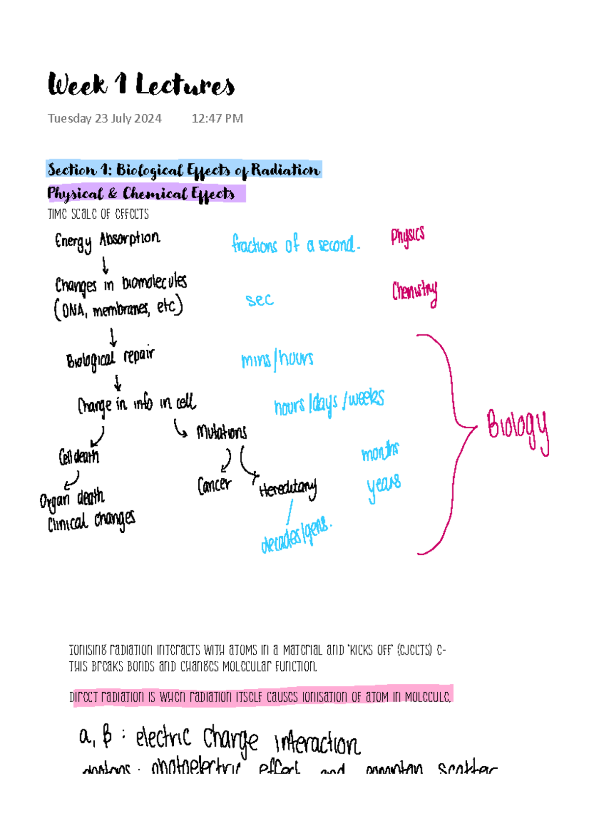 Week 1 Lectures - Week 1 Lecture Notes - Section 1: Biological Effects ...