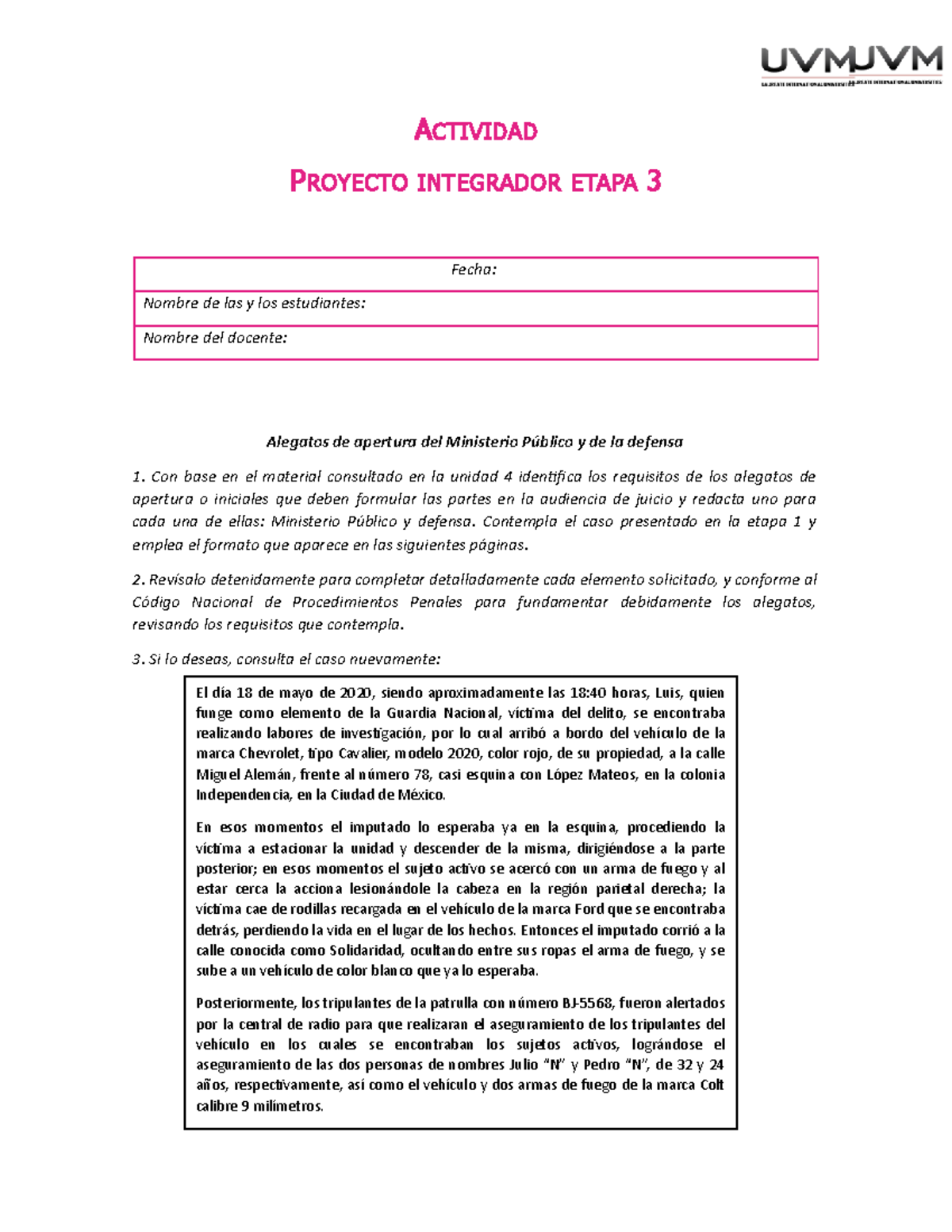 Pi Etapa 3 Penal Acusatorio Actividad Proyecto Integrador Etapa 3