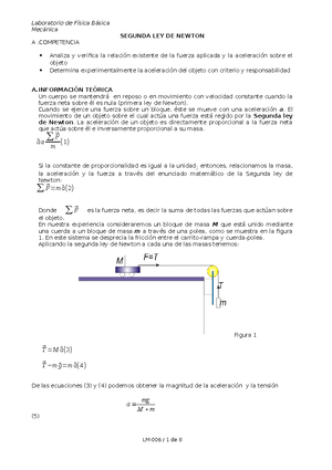 Guía 8 Segunda ley de Newton (presencial) 01 - Mecánica SEGUNDA LEY DE  NEWTON A .COMPETENCIA  - Studocu