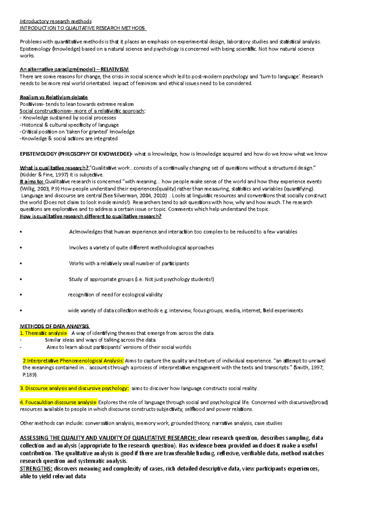 Intro to qual copy - Introductory research methods INTRODUCTION TO ...