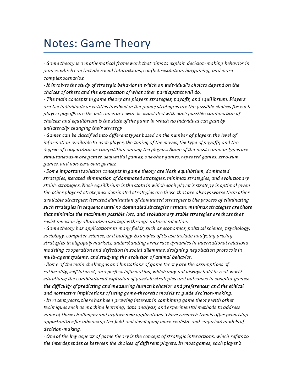 dissertation on game theory