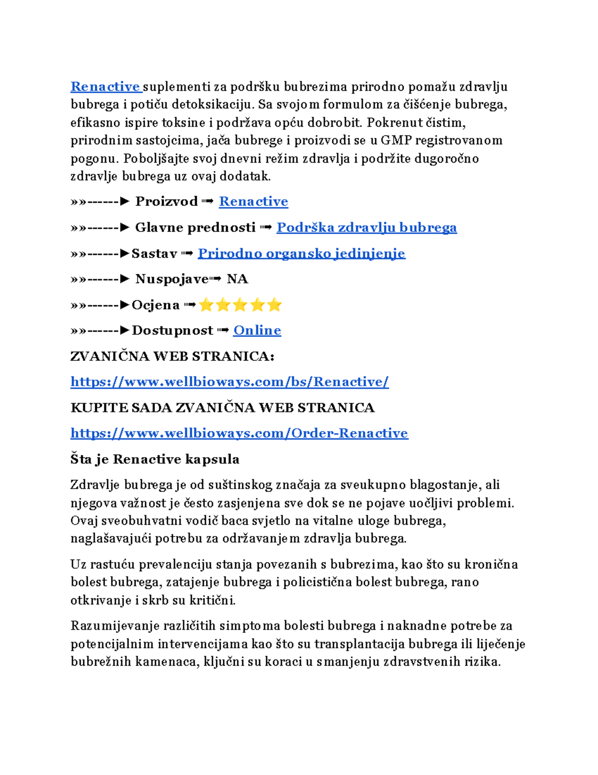 Renactive Formula za podrsku zdravlju bubregaRenactive [RECENZIJE ...