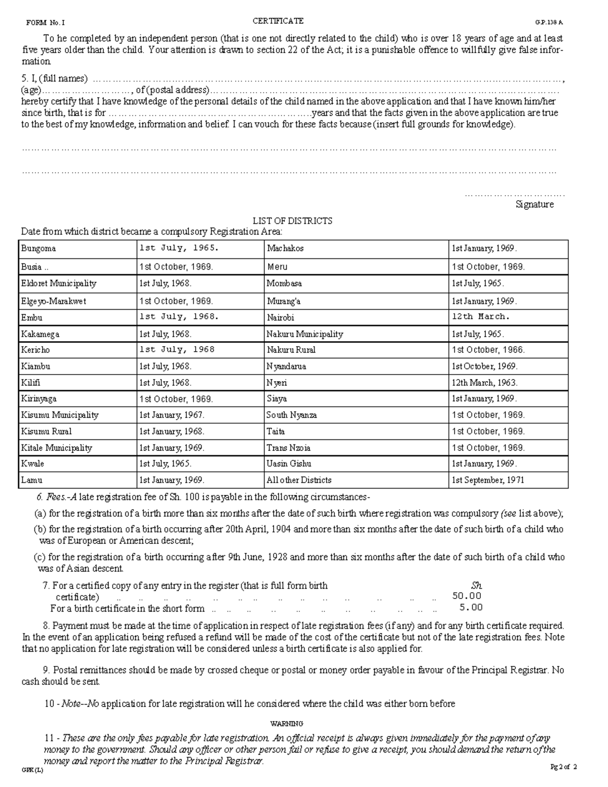 GP 138A pg 2 - GOOD - To he completed by an independent person (that is ...