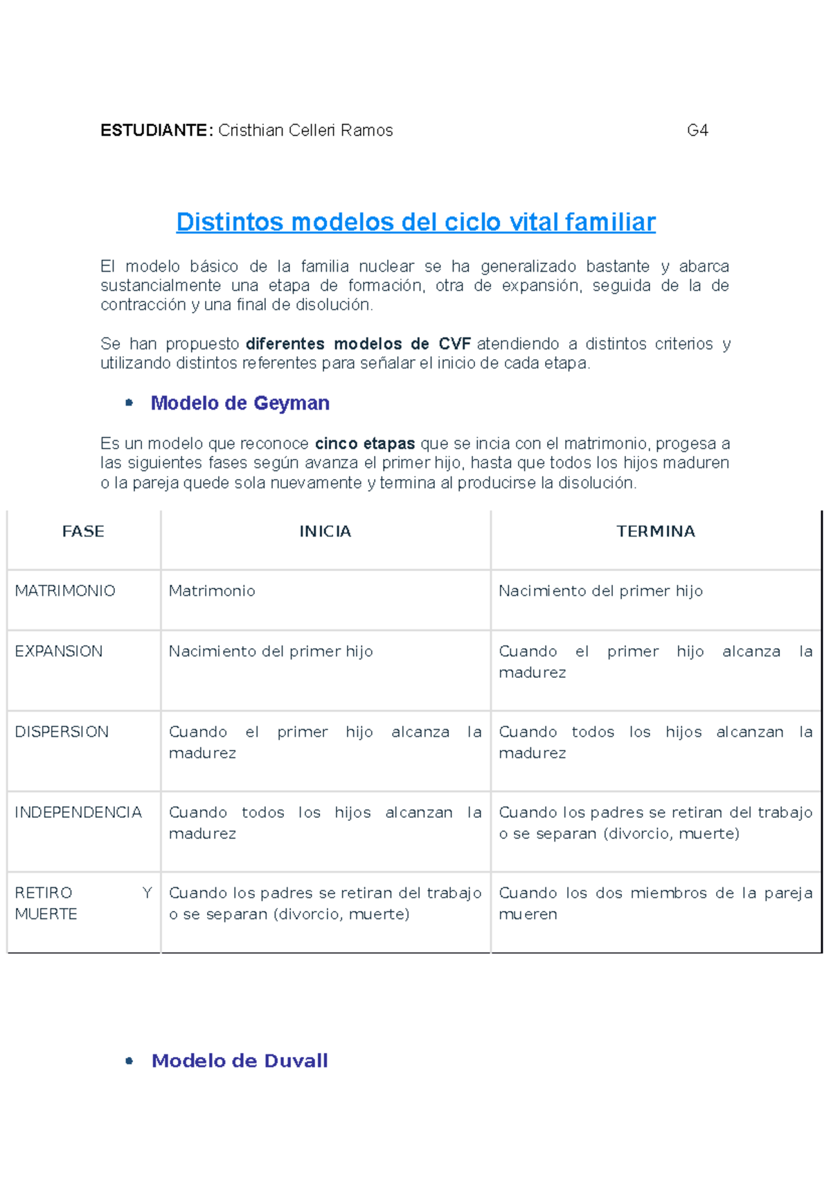 Modelos DE Ciclo Vital Familiar- Celleri Ramos Cristhian - ESTUDIANTE:  Cristhian Celleri Ramos G - Studocu