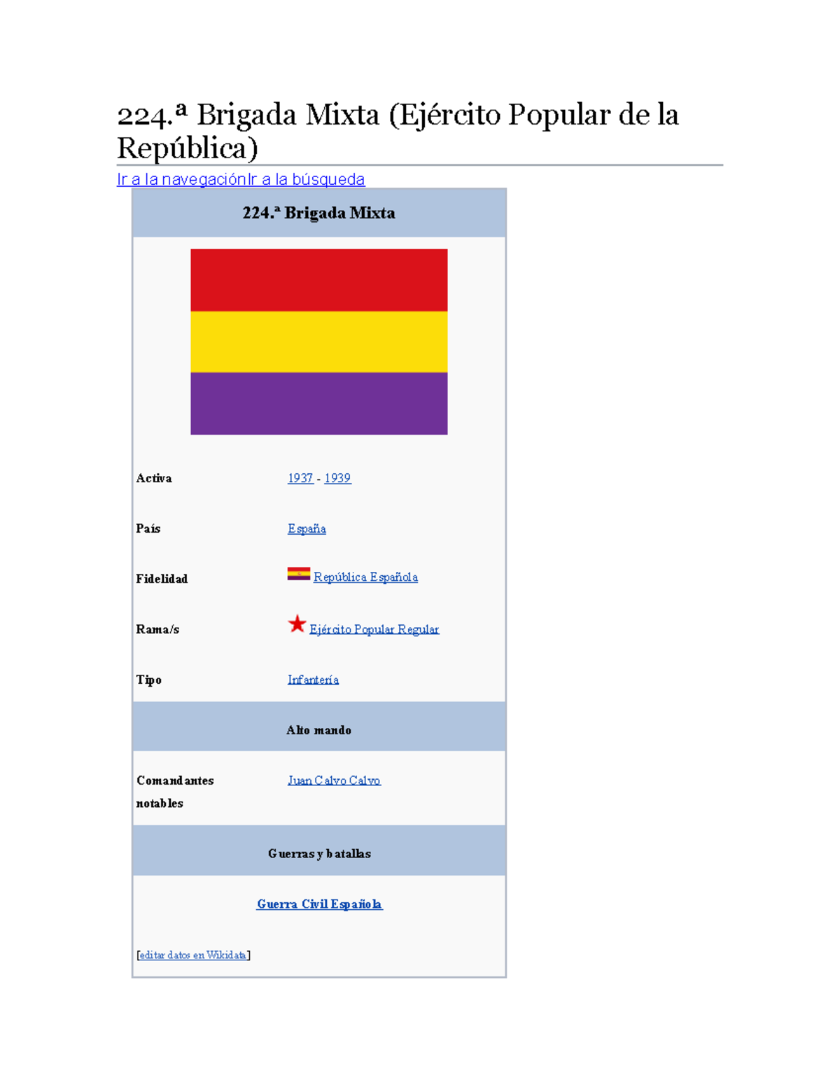 Brigada mixta historia 1 224.ª Brigada Mixta (Ejército Popular de la