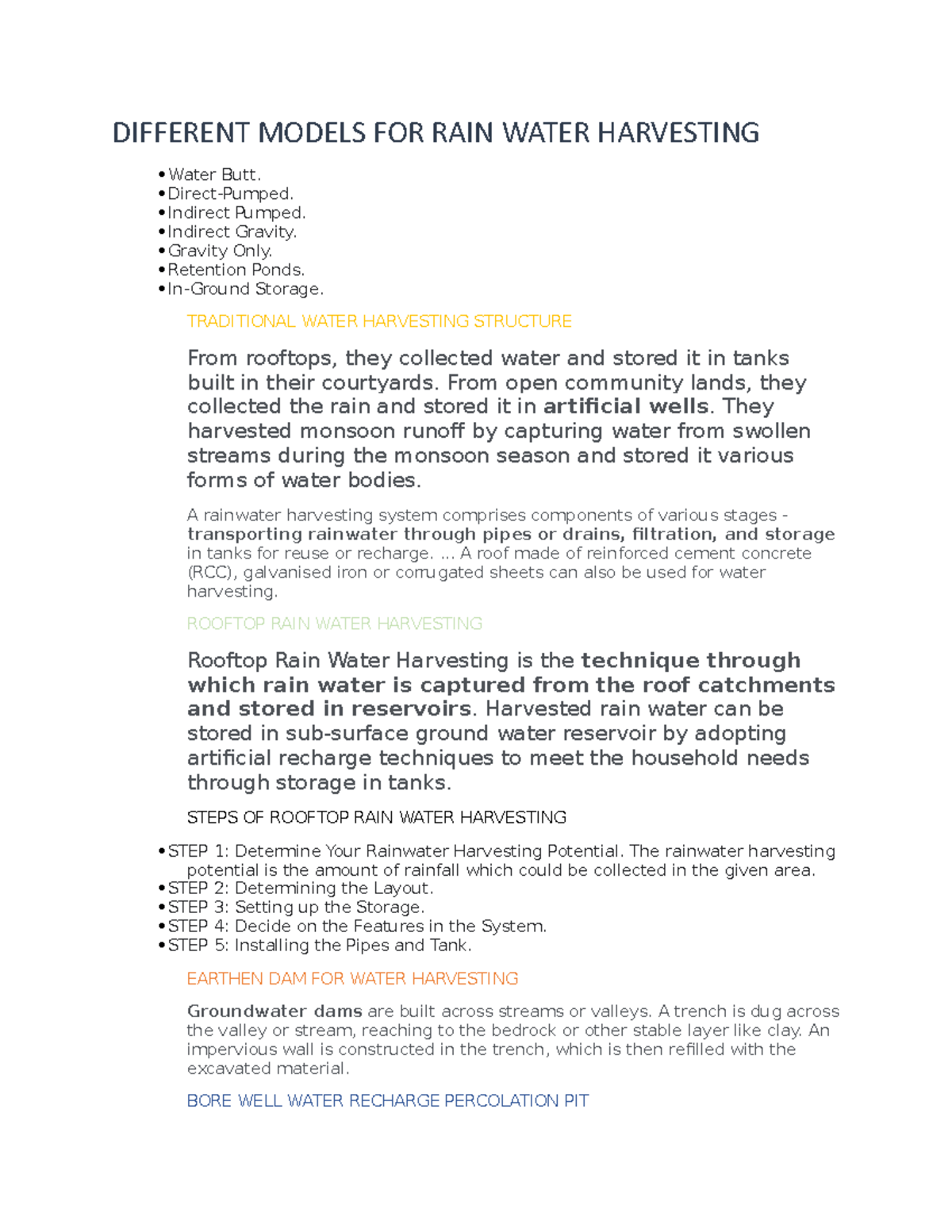 Differebt Models Of Rainfed - DIFFERENT MODELS FOR RAIN WATER ...