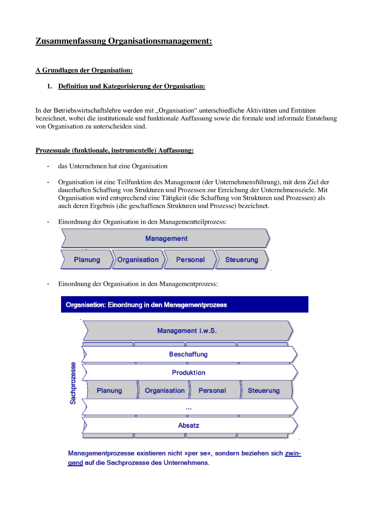 1. Definition In Kategoriseriung Der Organisation - Zusammenfassung ...