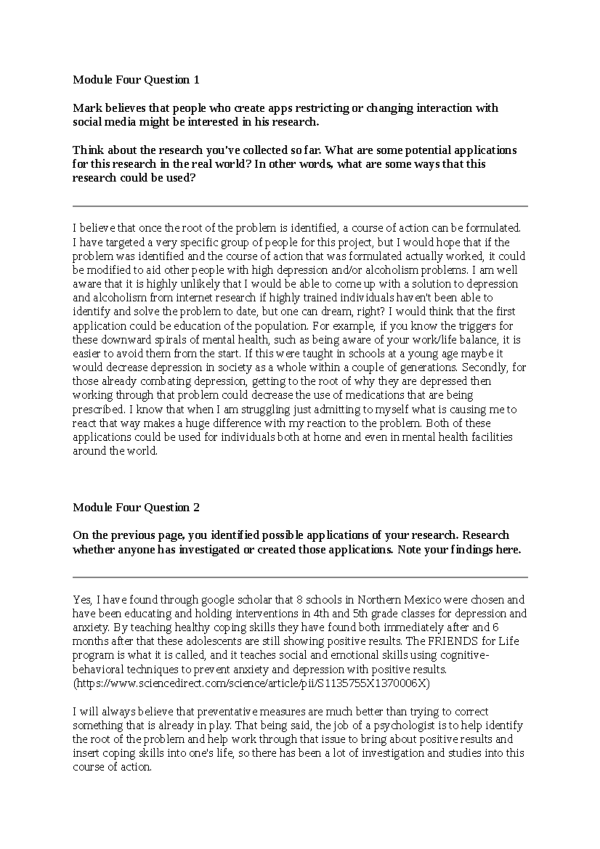 4-2 Module Four Short Responses-Wells - Module Four Question 1 Mark ...