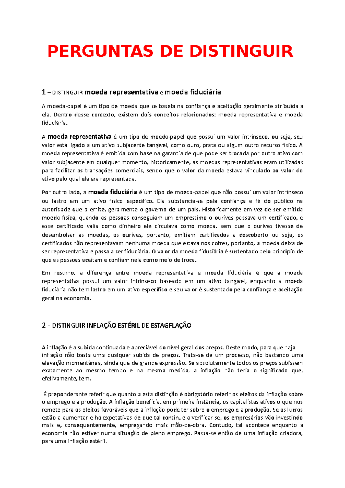 Respostas exame ep. Drª Teresa - PERGUNTAS DE DISTINGUIR 1 – DISTINGUIR ...