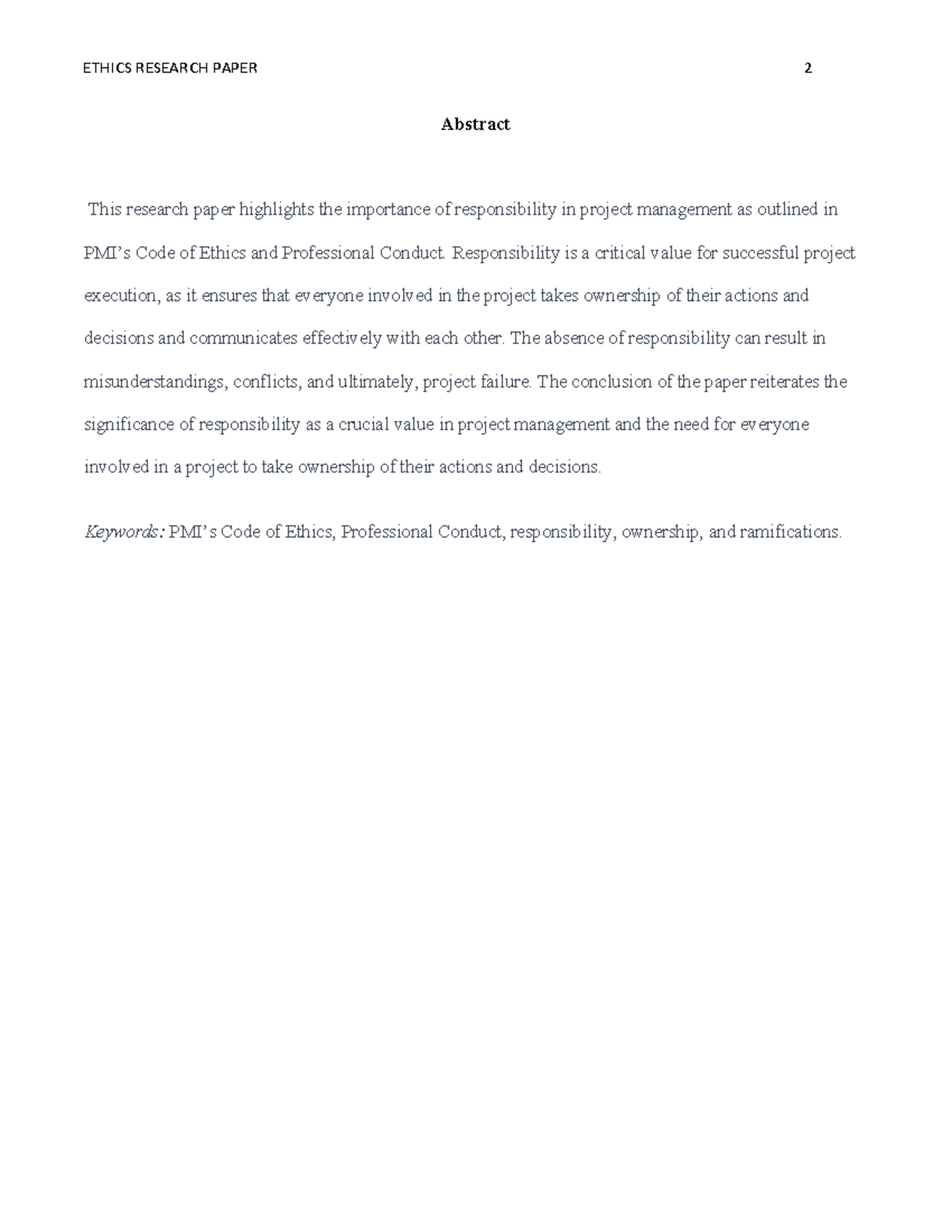 PJM 6210 Ethics Research Paper - Abstract This research paper ...