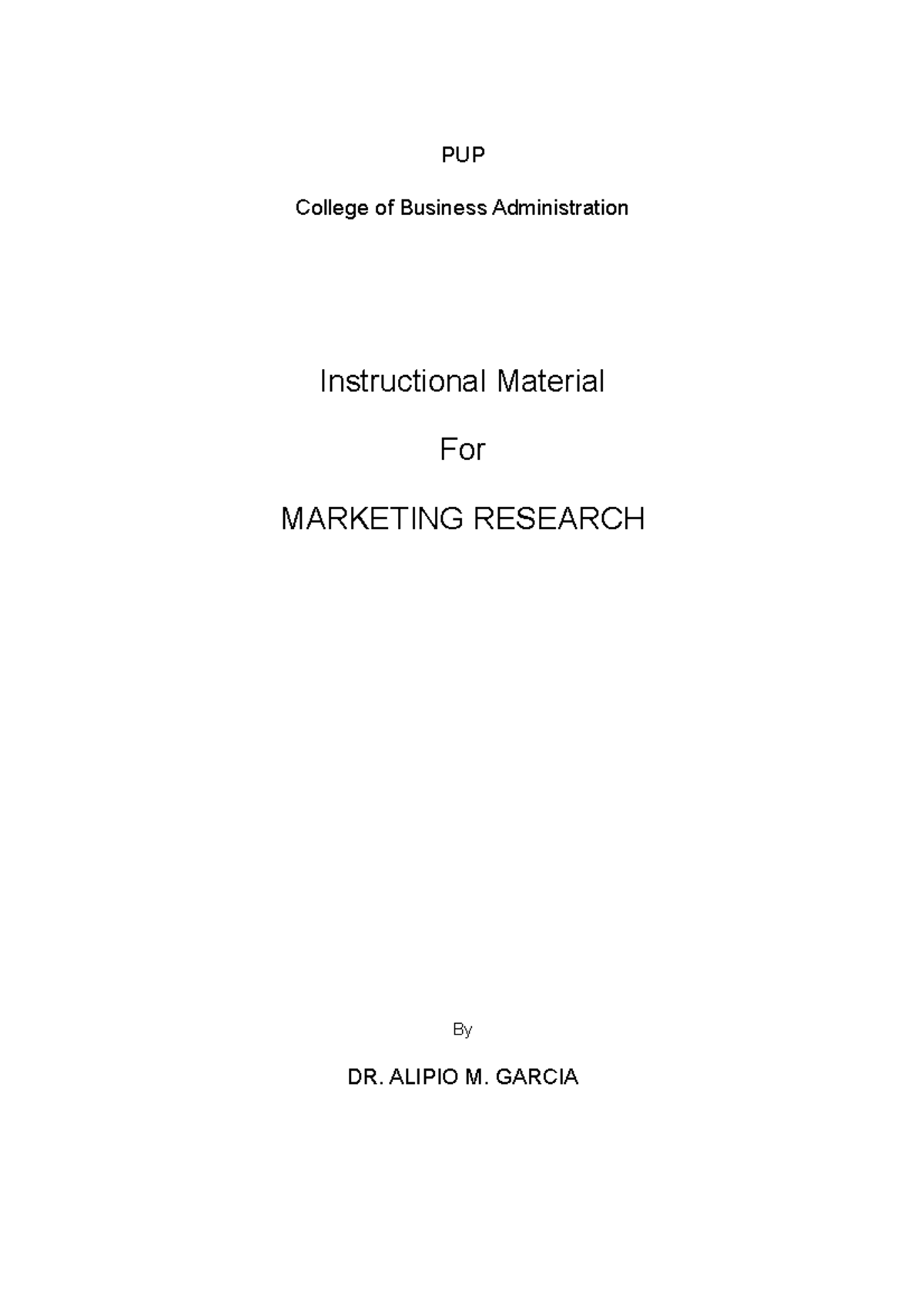 Module: Marketing Research - Marketing Management - Pup - Studocu