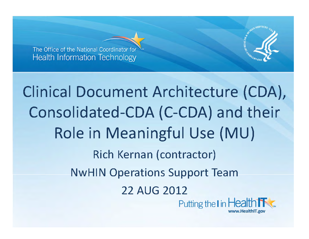 Clinical Document Architecture (CDA) - Clinical Document Architecture ...